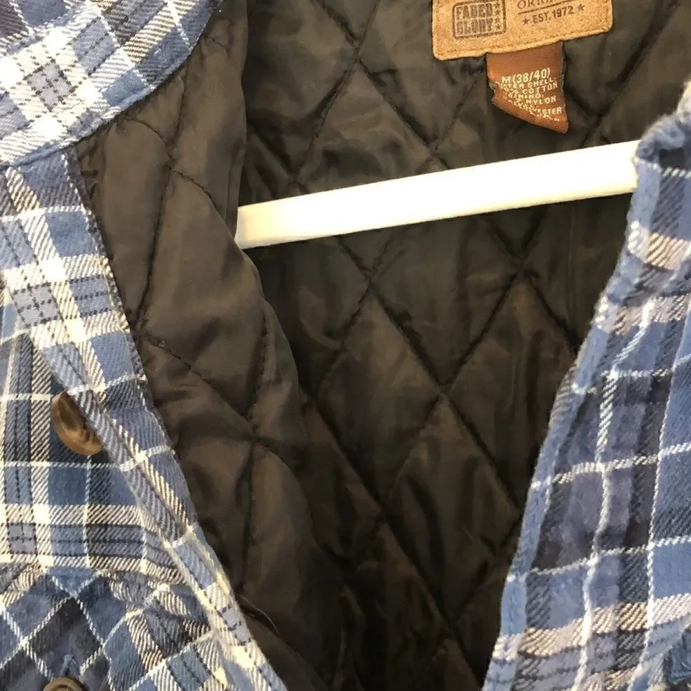 COPY - Men’s M Shacket Jacket Blue plaid quilted
